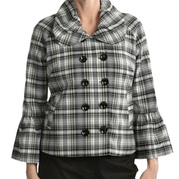 Samuel Dong Double Breasted Short Blazer || SZ M || Burgundy - Picture 3 of 14